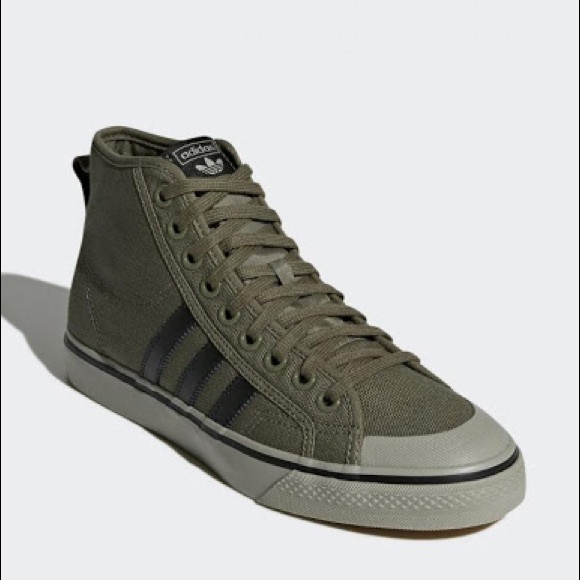 olive green high top adidas